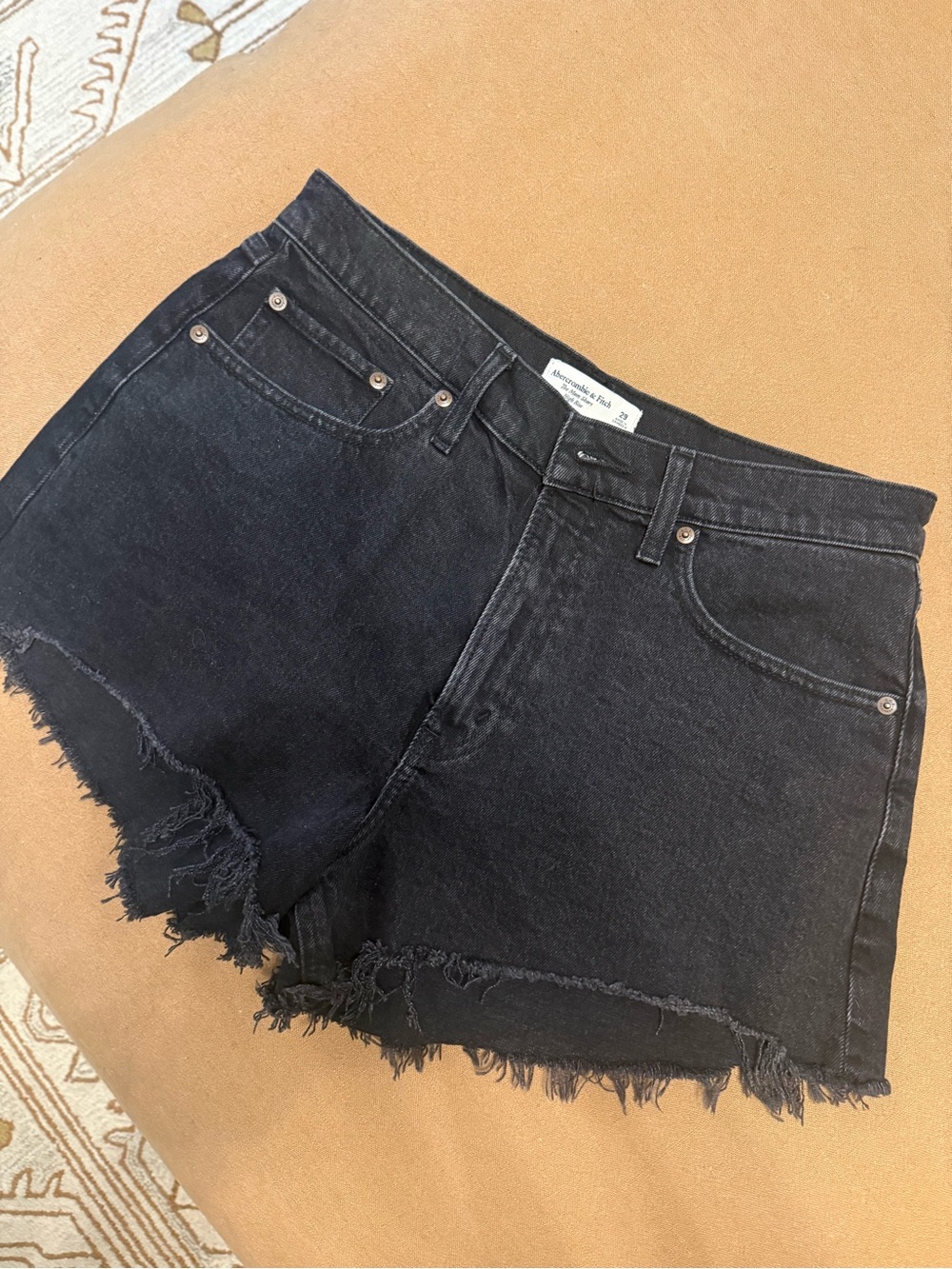 Abercrombie & Fitch Black Frayed Hem Denim Shorts